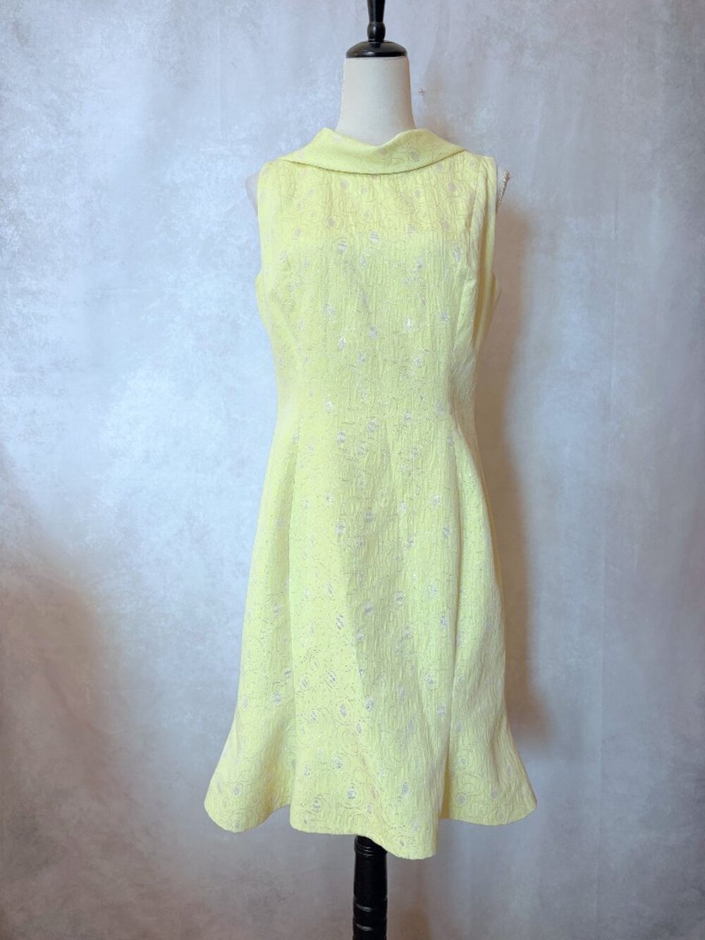 B Michael America Red Colection Dress Gold Yellow  A Line Midi Size 8